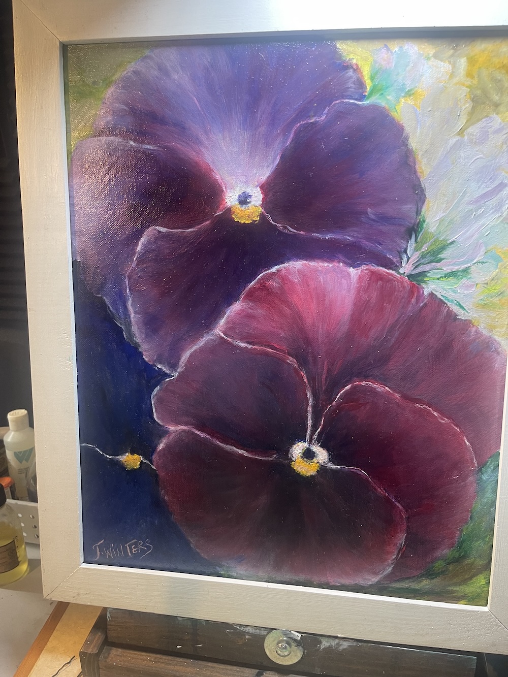 purple flowers painting